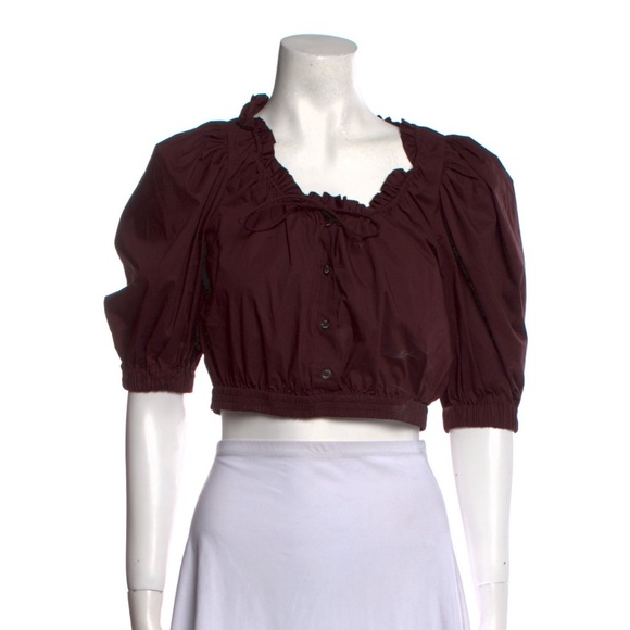 Sea New York Tops - NWT SEA New York cropped puff sleeve top maroon